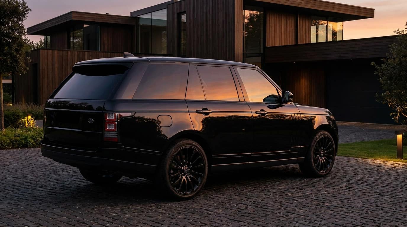 Luxury black SUV with freshly applied professional window tint